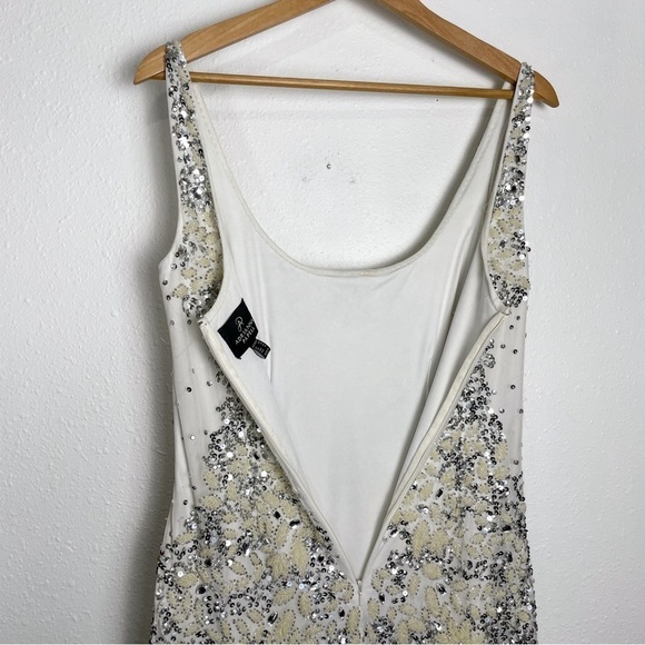 Adrianna Papell Mini Bridal Sleeveless Scoop Neck Beaded Sheath Dress | Sz. 12 - Picture 14 of 16